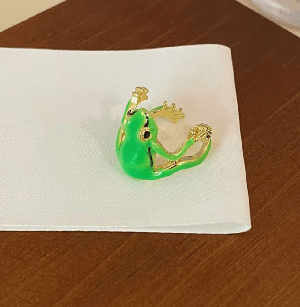Bague Grenouille verte ajustable maman sans notice