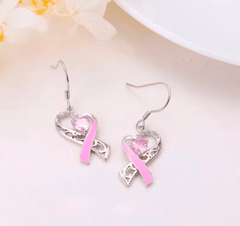 Boucles d'oreilles ruban 2 cancer du sein à strass maman sans notice