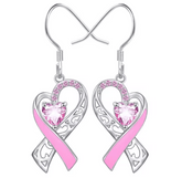 Boucles d'oreilles ruban 2 cancer du sein à strass maman sans notice