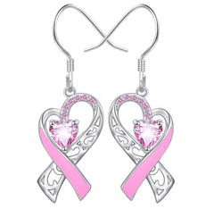 Boucles d'oreilles ruban 2 cancer du sein à strass maman sans notice