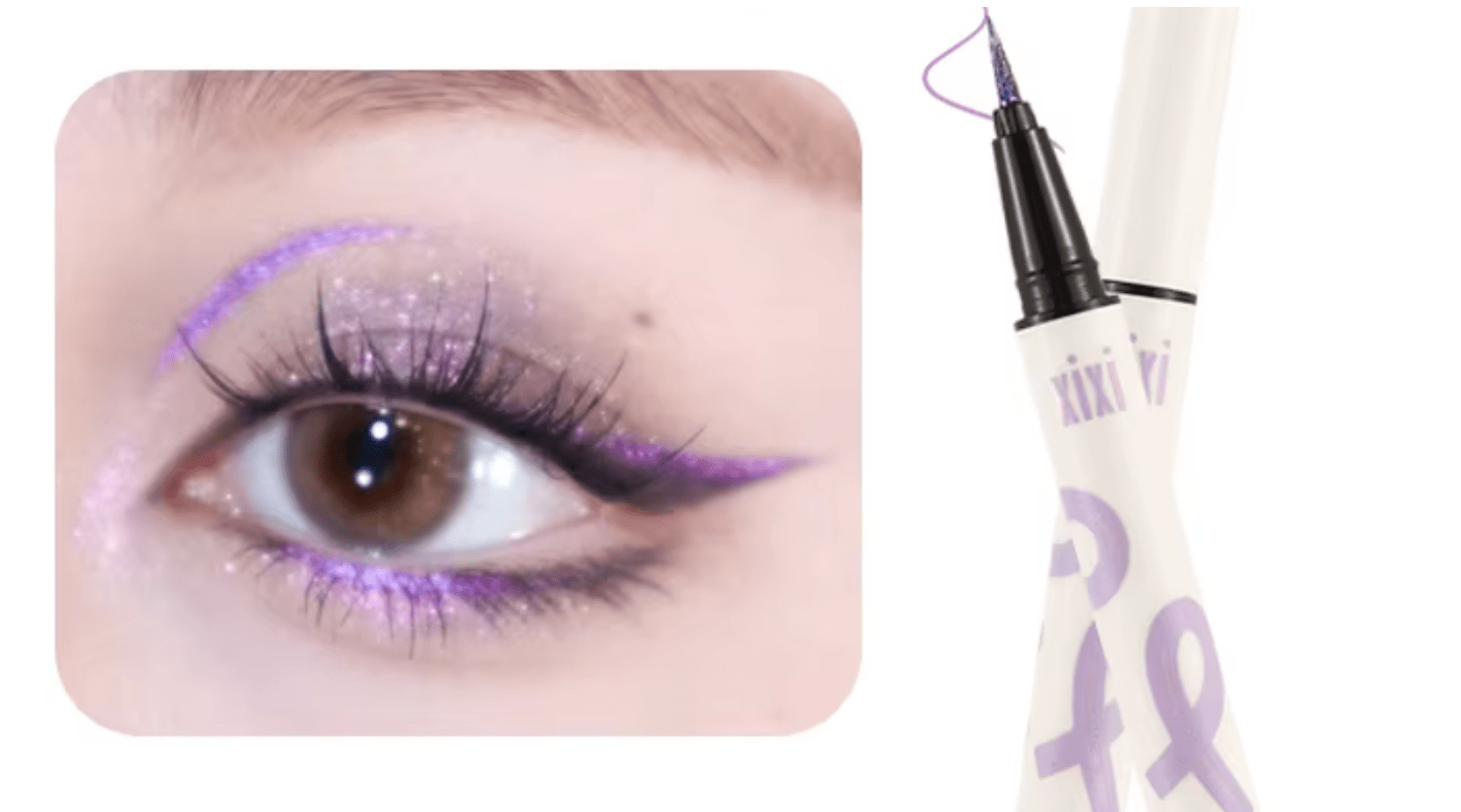 Eye liner violet pailleté maman sans notice