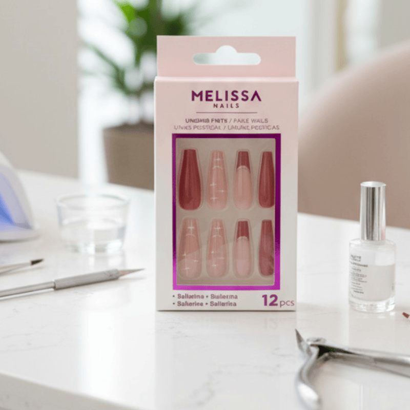 Faux ongles Anastasia rouge et rose maman sans notice