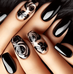 Faux ongles Black flowers maman sans notice