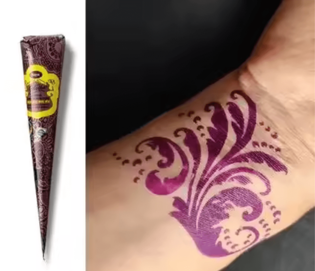 Henné violet en cône pour tatouage maman sans notice