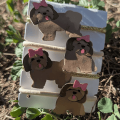 Lot de 4 Élastiques à Cheveux Shih Tzu "Petits Chiens & Nœud Pailleté Pink" maman sans notice