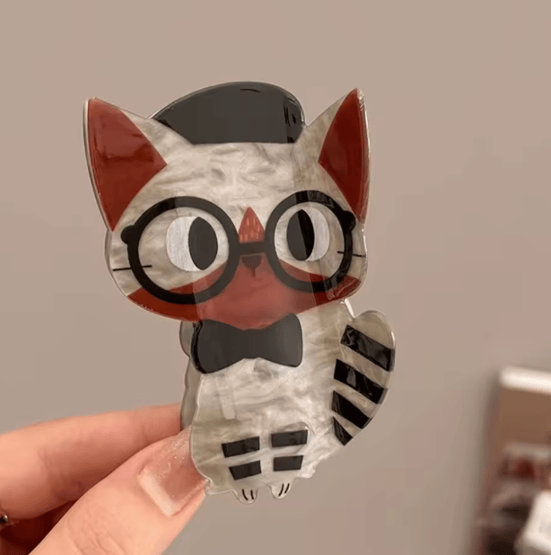 Pince à cheveux Chat à lunettes maman sans notice