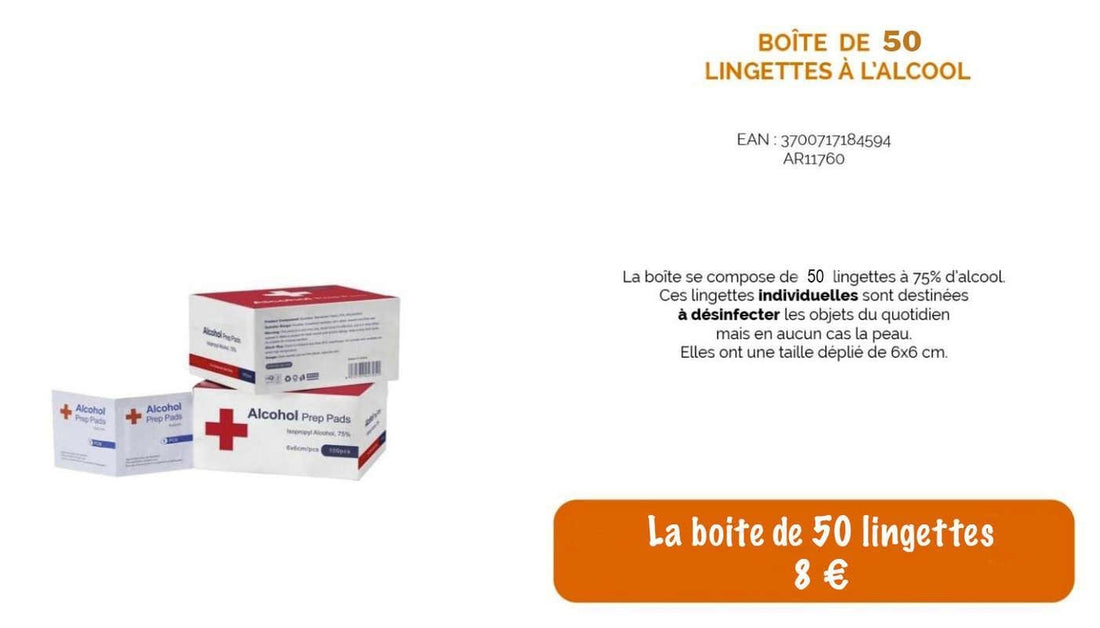 Boîtes de lingettes à l'acool