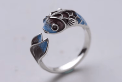 Bague Poisson bleu maman sans notice