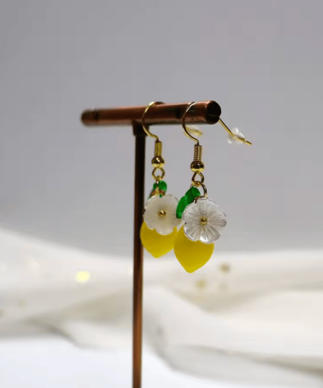 Boucles d'oreilles citron et fleur maman sans notice