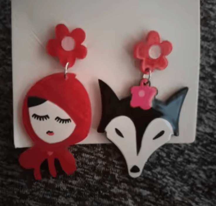 Boucles d'oreilles Petit chaperon rouge maman sans notice