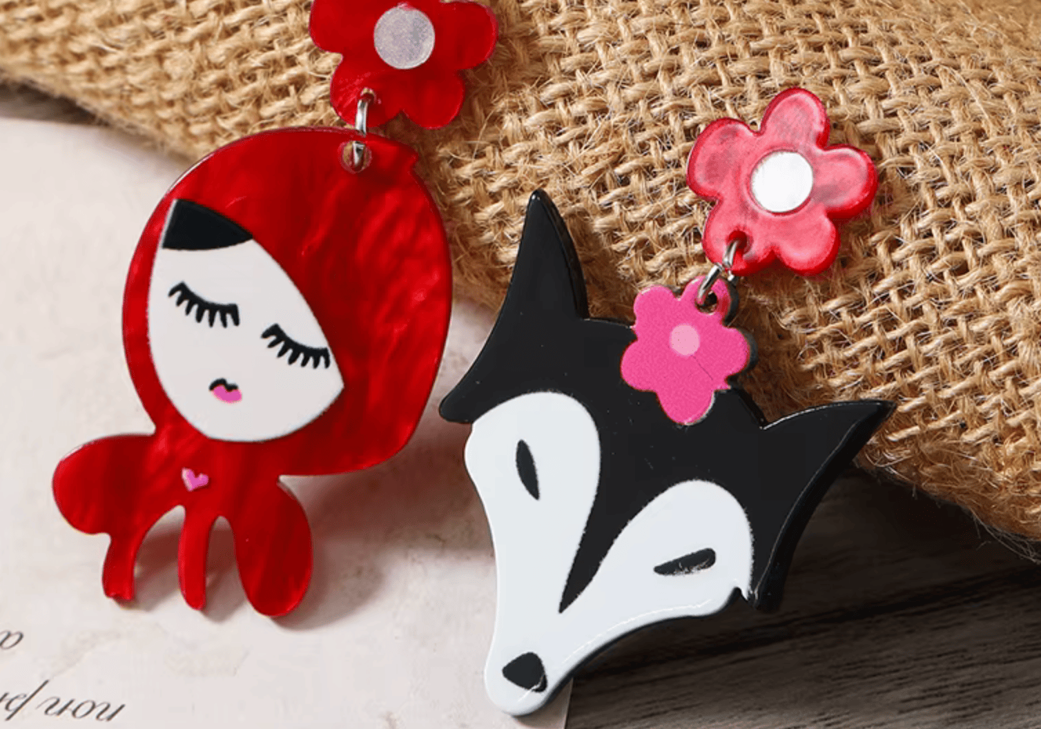 Boucles d'oreilles Petit chaperon rouge maman sans notice