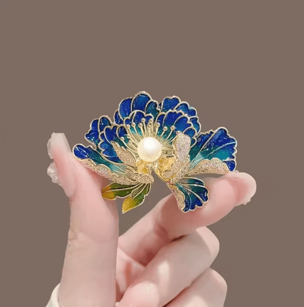 Broche Fleur de pivoine bleue maman sans notice