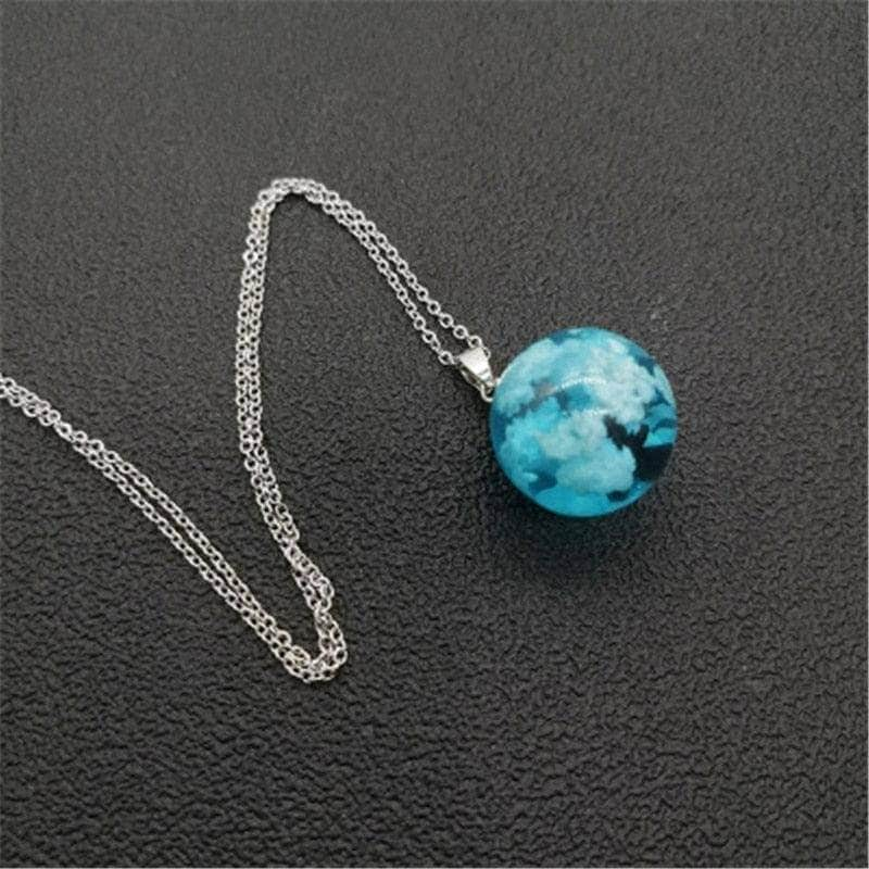 Collier avec pendentif Lune bleue et nuages mamansansnotice