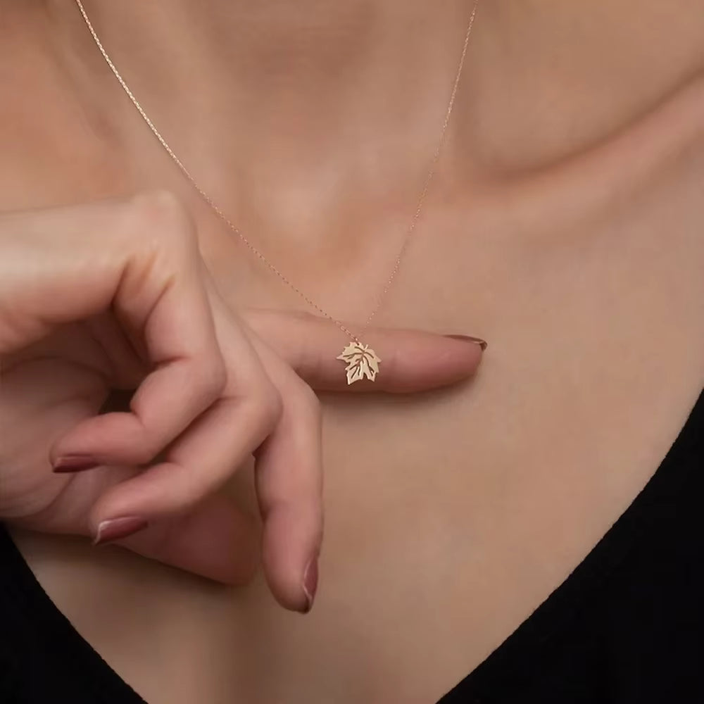 Collier Ma Feuille d'automne acier inoxydable
