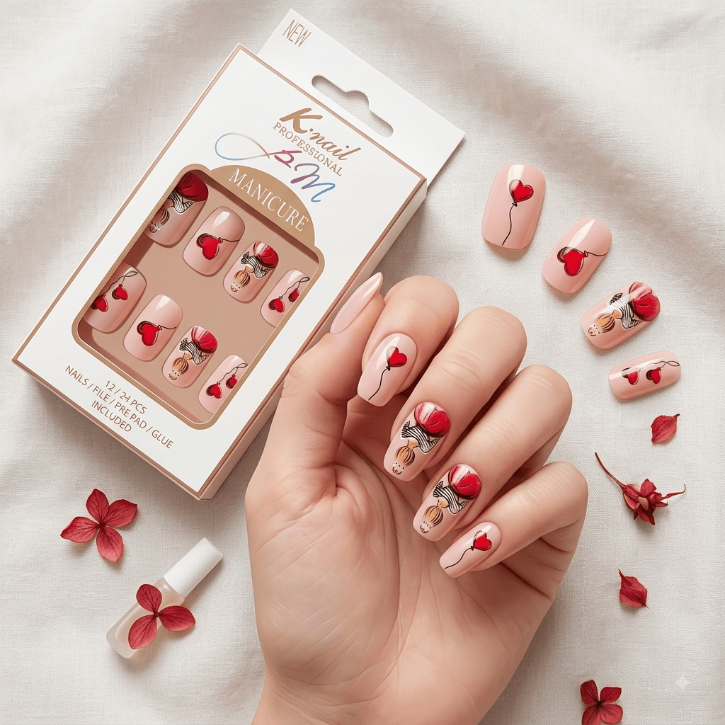 Faux ongles Ballon coeur maman sans notice