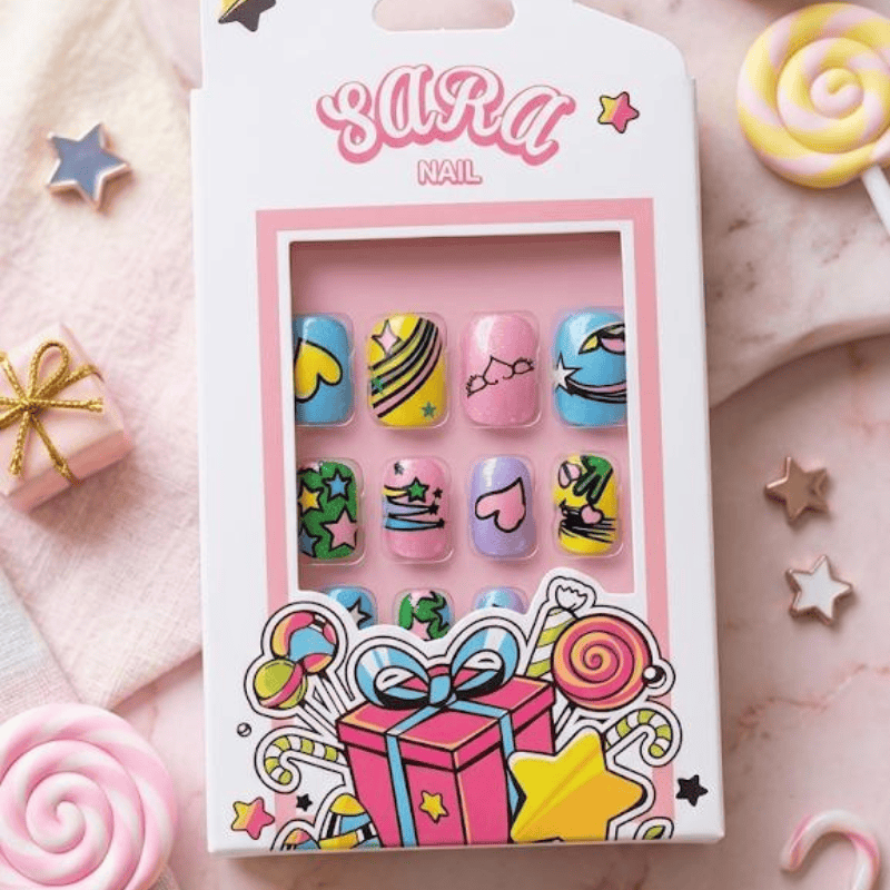 Faux ongles Cartoon multicolore maman sans notice