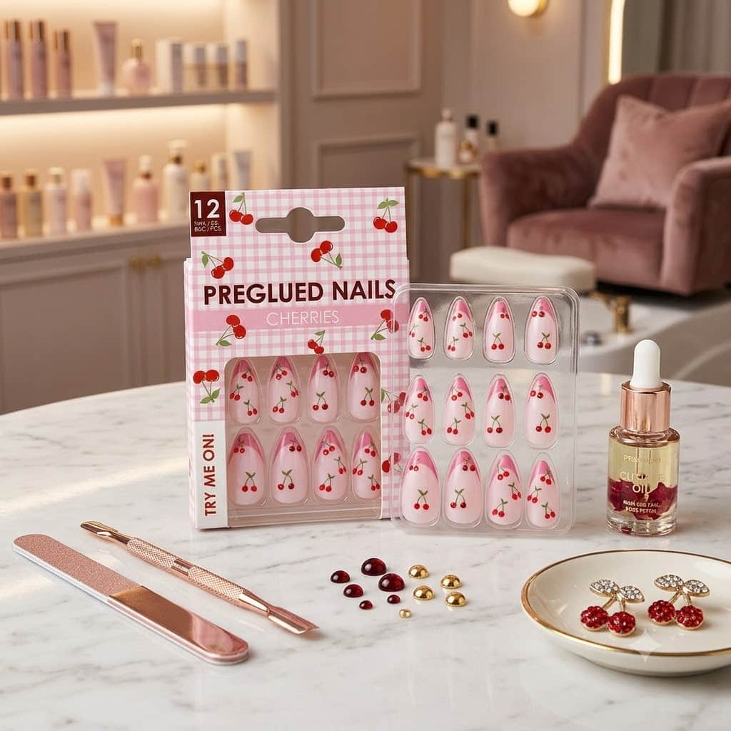Faux ongles Cerises maman sans notice