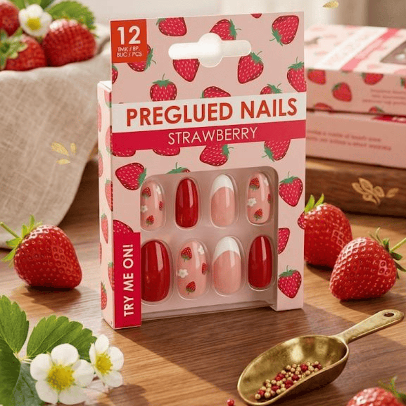 Faux ongles Fraises maman sans notice