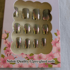Faux ongles Gris chromés maman sans notice