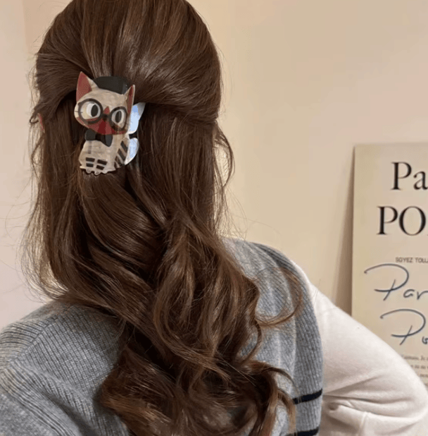 Pince à cheveux Chat à lunettes maman sans notice